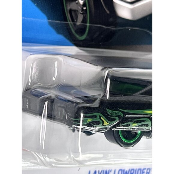Hot Wheels Layin Lowrider Black Green Flames 2024 Diecast NOC - Picture 4 of 6